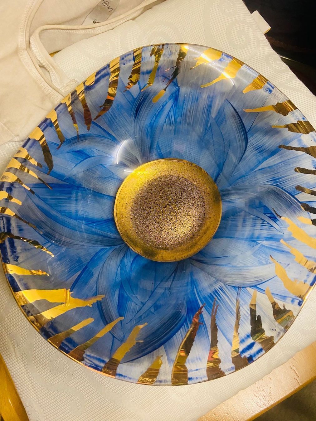 Schalen: Unikat Glas Schale Meeresbrise mit ECHT GOLD ! – Neu (gemäss Beschreibung) aus Gipf-Oberfrick von Iberico 3