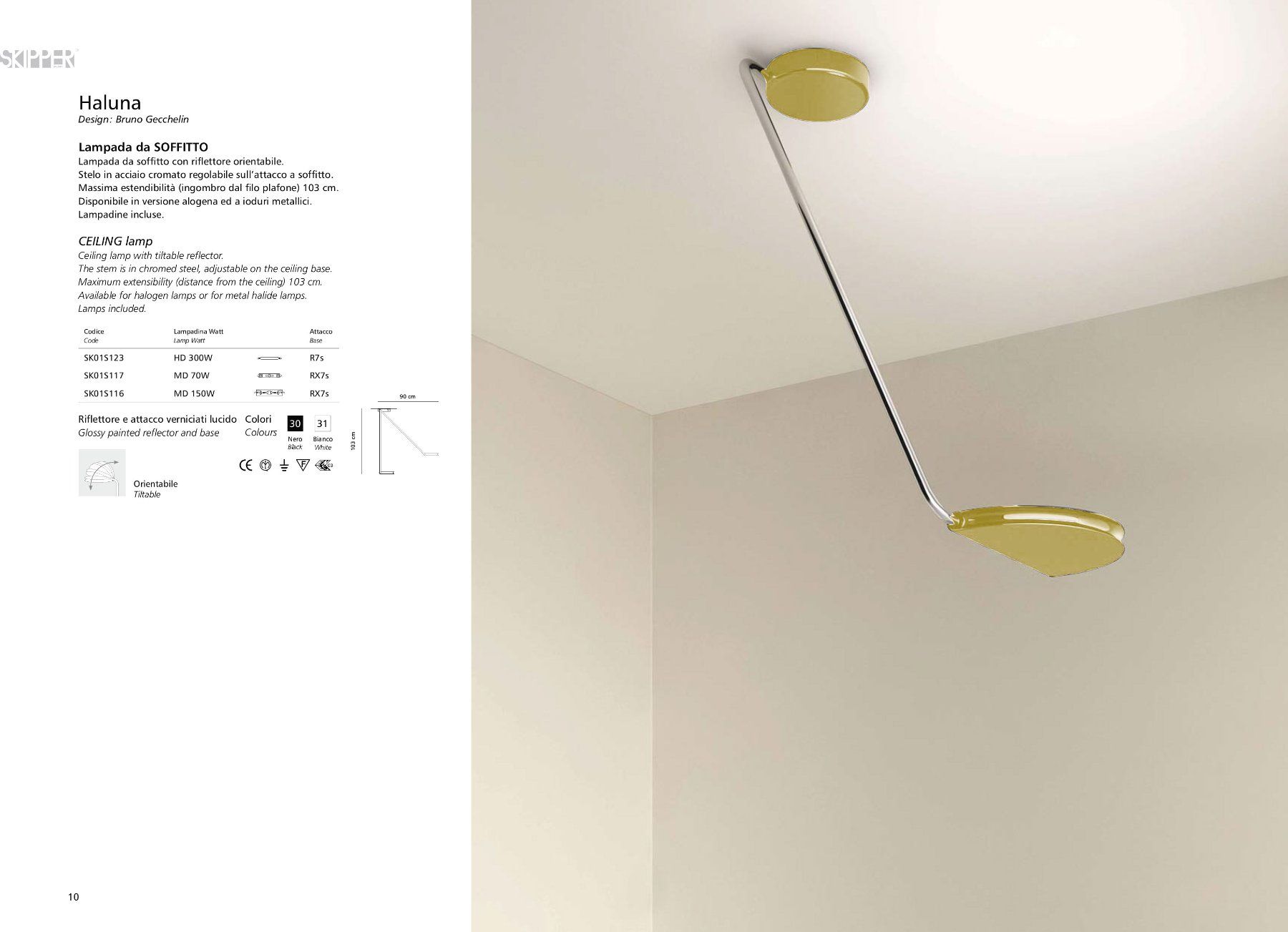 Lampadari & plafoniere: Gecchelin Skipper Mezzaluna Haluna Deckenleuchte 1970 – Usato da Zürich venduto da VanJensen 1