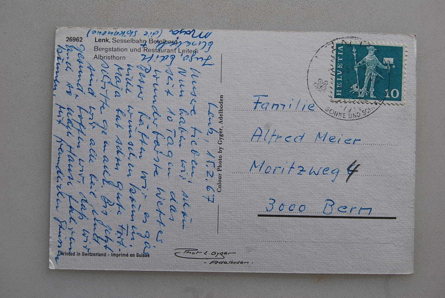 Cartoline postali: AK Lenk, Sesselbahn Betelberg 1967 – Usato da Rüfenacht BE venduto da Toro06 1
