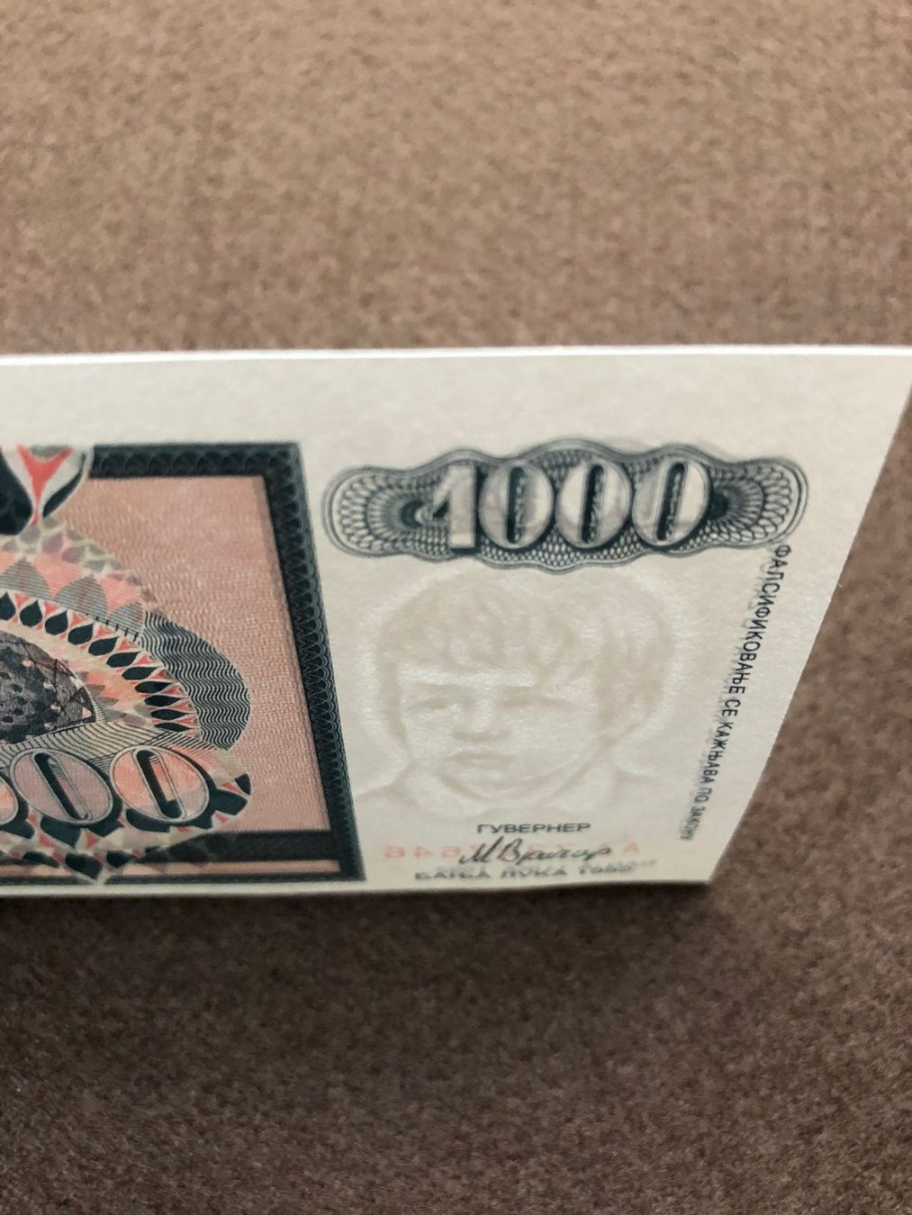 Banconote: Banja Luka 1992 - 1000 Dinar UNC – Nuovo (secondo la descrizione) da Pfäffikon SZ venduto da Sieben77 2