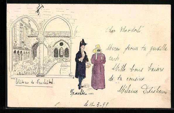 Cartoline postali: Neuchâtel, Château de Neuchâtel, Trac – Usato da Berlin venduto da bartko-reher
