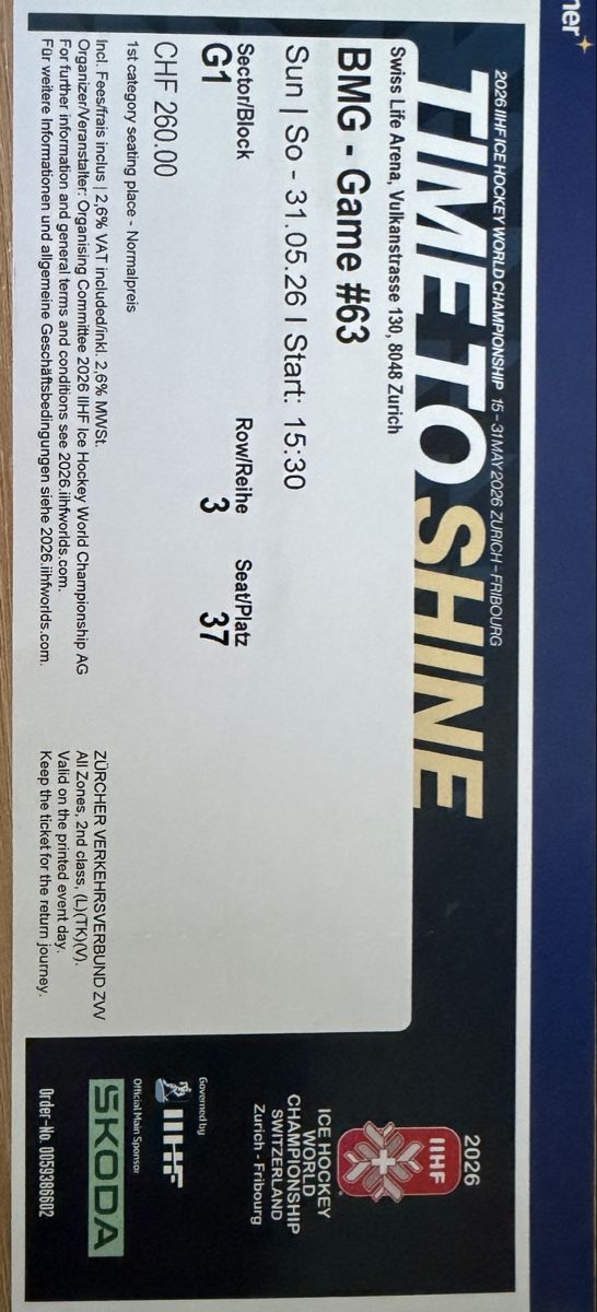 Biglietti: IIHF Ticket Game #63  – Nuovo (secondo la descrizione) da Brugg AG venduto da rob_2njz