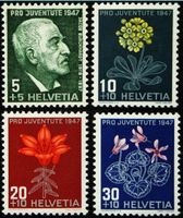 1947 : Jacob BURCKHARDT, Alpenblumen postfrisch  # - 121-124