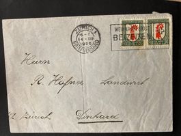 Schweiz 1926 Bedarfsbrief Pro Juventute 2x10Rp Baselland