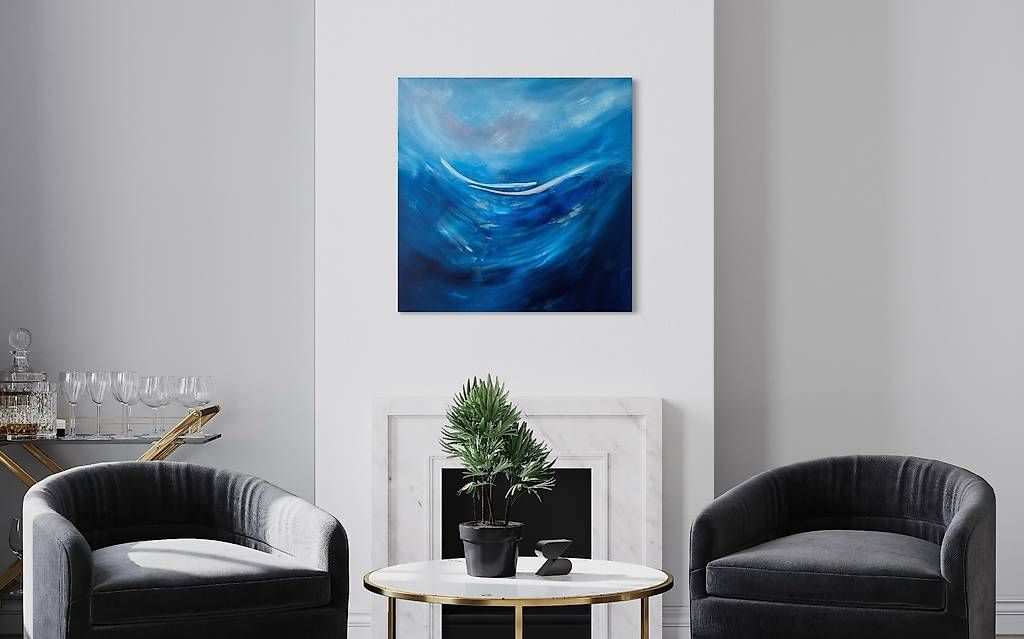 Dipinti: Acrylbild 70x70cm "Hoffnung" blau & silber – Nuovo e nell'imballaggio originale da Urdorf venduto da manuela4
