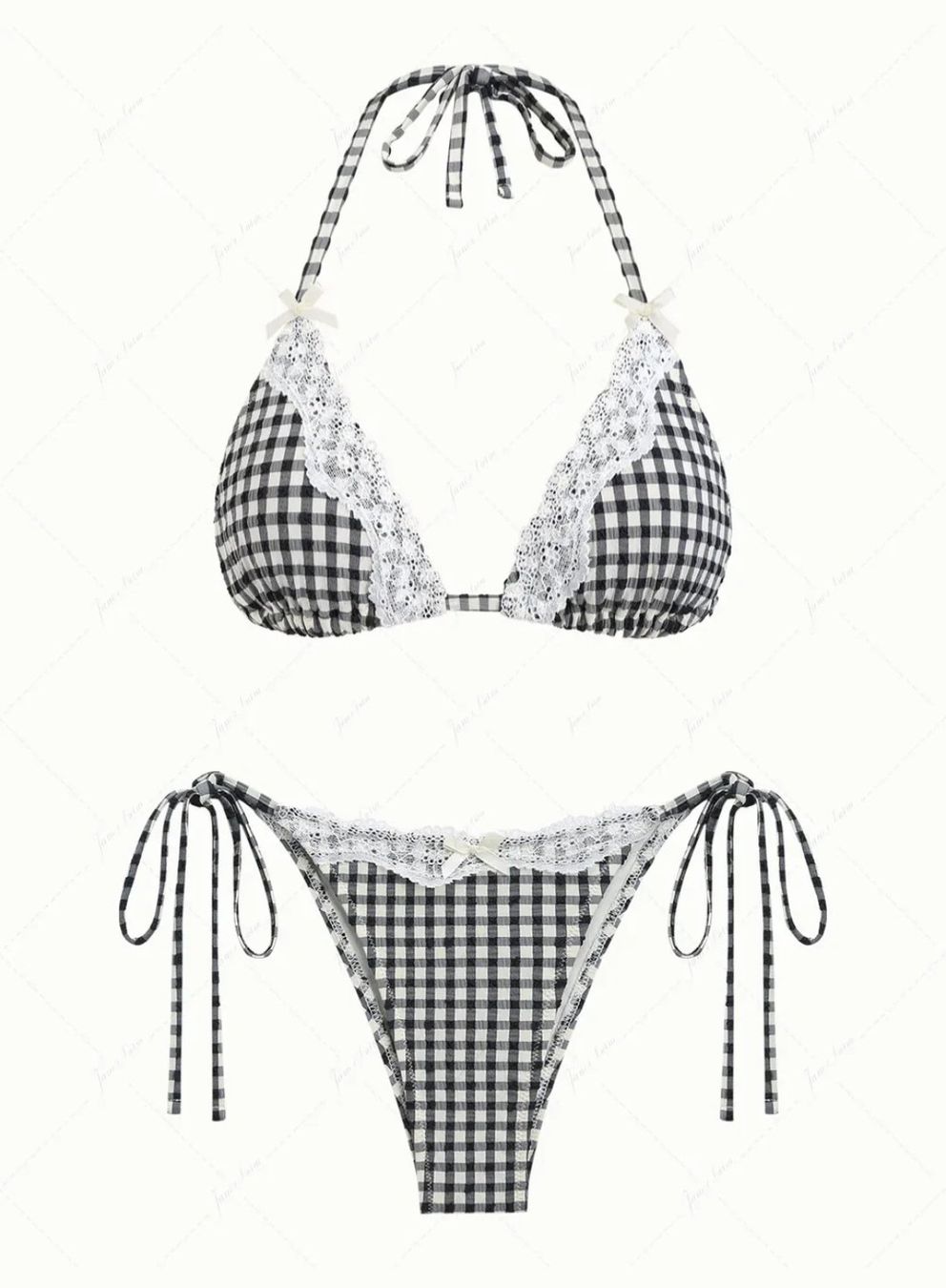 Costumi da bagno & Bikini: Black Plaid Lace Bikini Set – Nuovo e nell'imballaggio originale da Marly venduto da Nabrudis