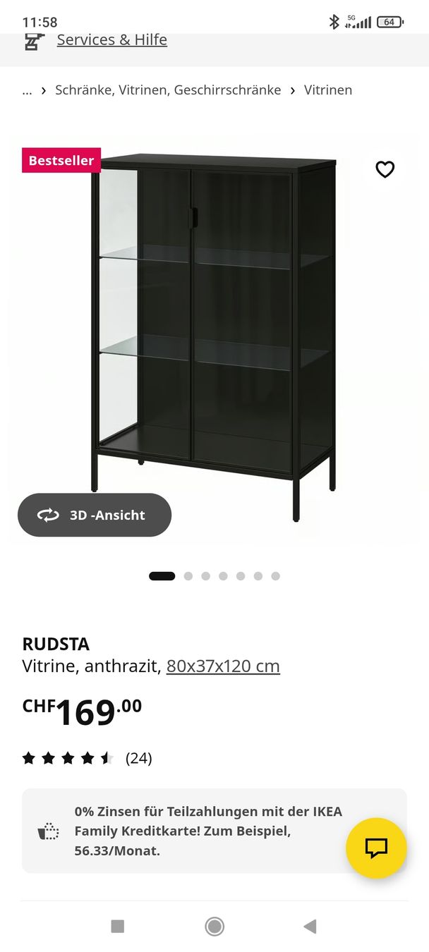 Ikea Vetrine: IKEA Glass Vitrine schwarz – Usato da Herisau venduto da jea_2ngw 1
