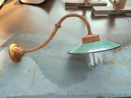 AnNo14 Alte Lampe/Hof Lampe/Aussen Lampe/Emaille Lampe
