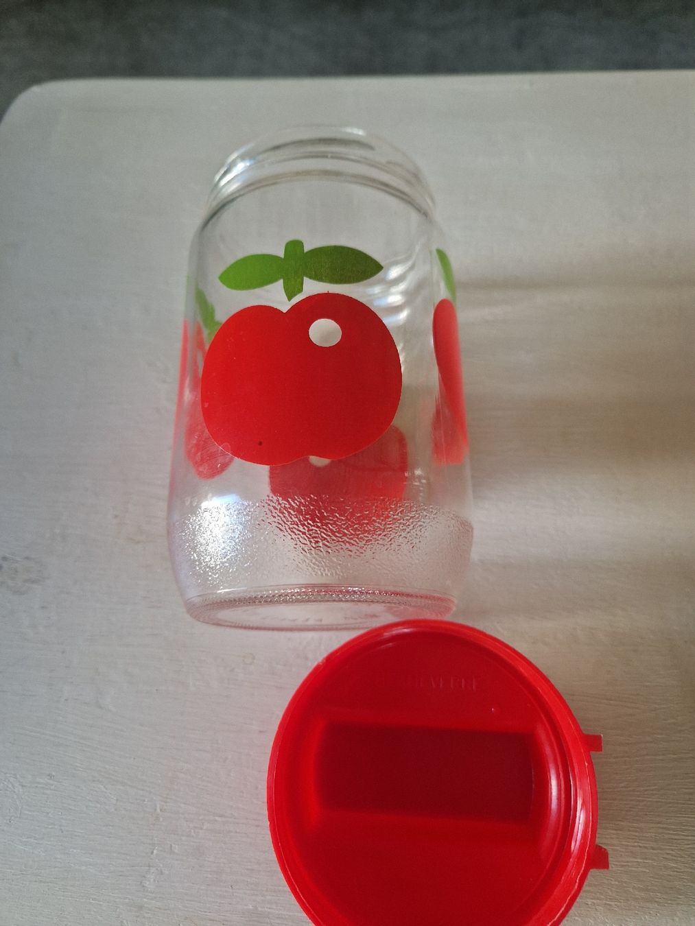 Bicchieri: 2 Glasbehälter mit Obstdekor Frankreich 1990, Vintage  – Usato da Degersheim venduto da eli031 1