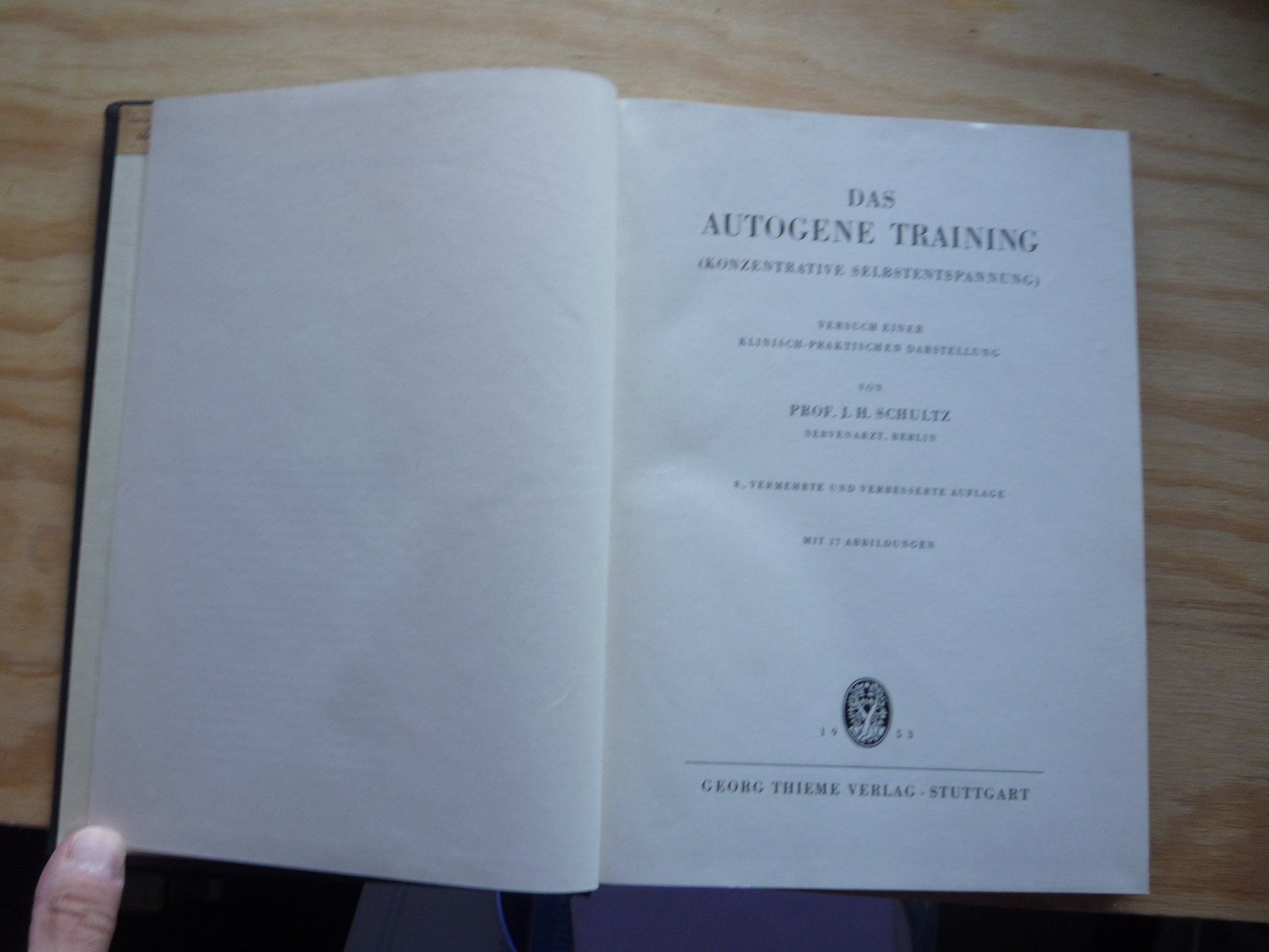 Bücher: Autogenes Training/Prof. J.H.Schultz/1953 – Gebraucht aus Rieden SG von Brockehuesli 2