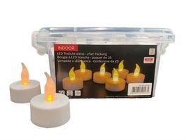 LED Teelicht weiss 25er Packung inkl. Batterie / Flackernd