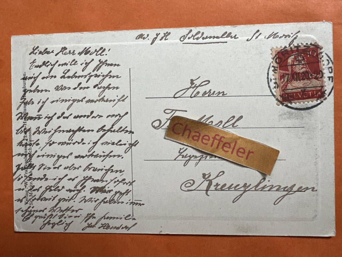Cartes postales: 1920 St. Moritz – D'occasion à Zürich par Chaeffeler 1