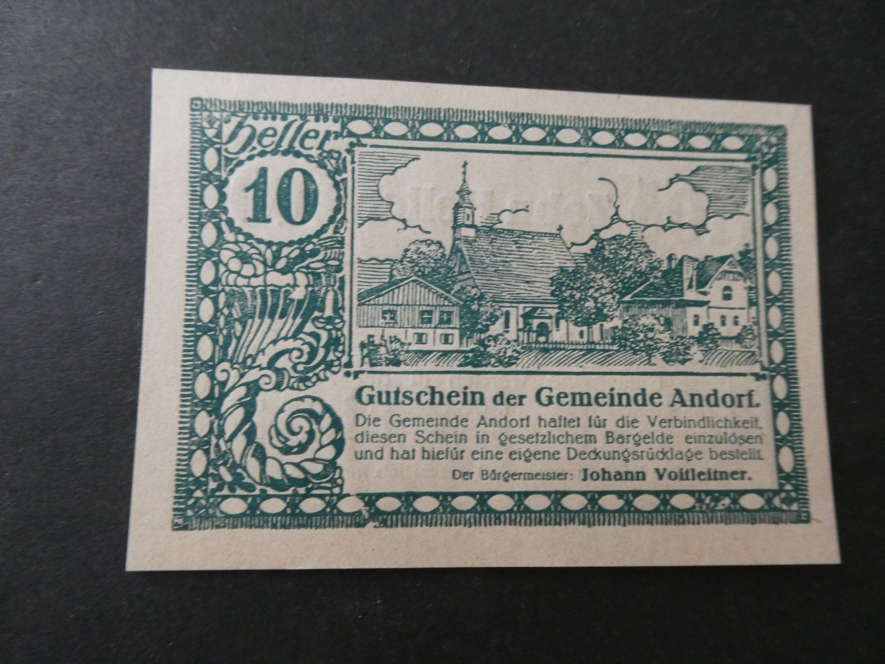 Banconote: Oesterreich, Andorf - Notgeldschein – Usato da Hinterforst venduto da Rohusri