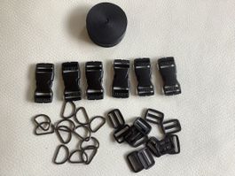 Lot Boucles, Anneaux, Sangles Noires pour faire des sangles