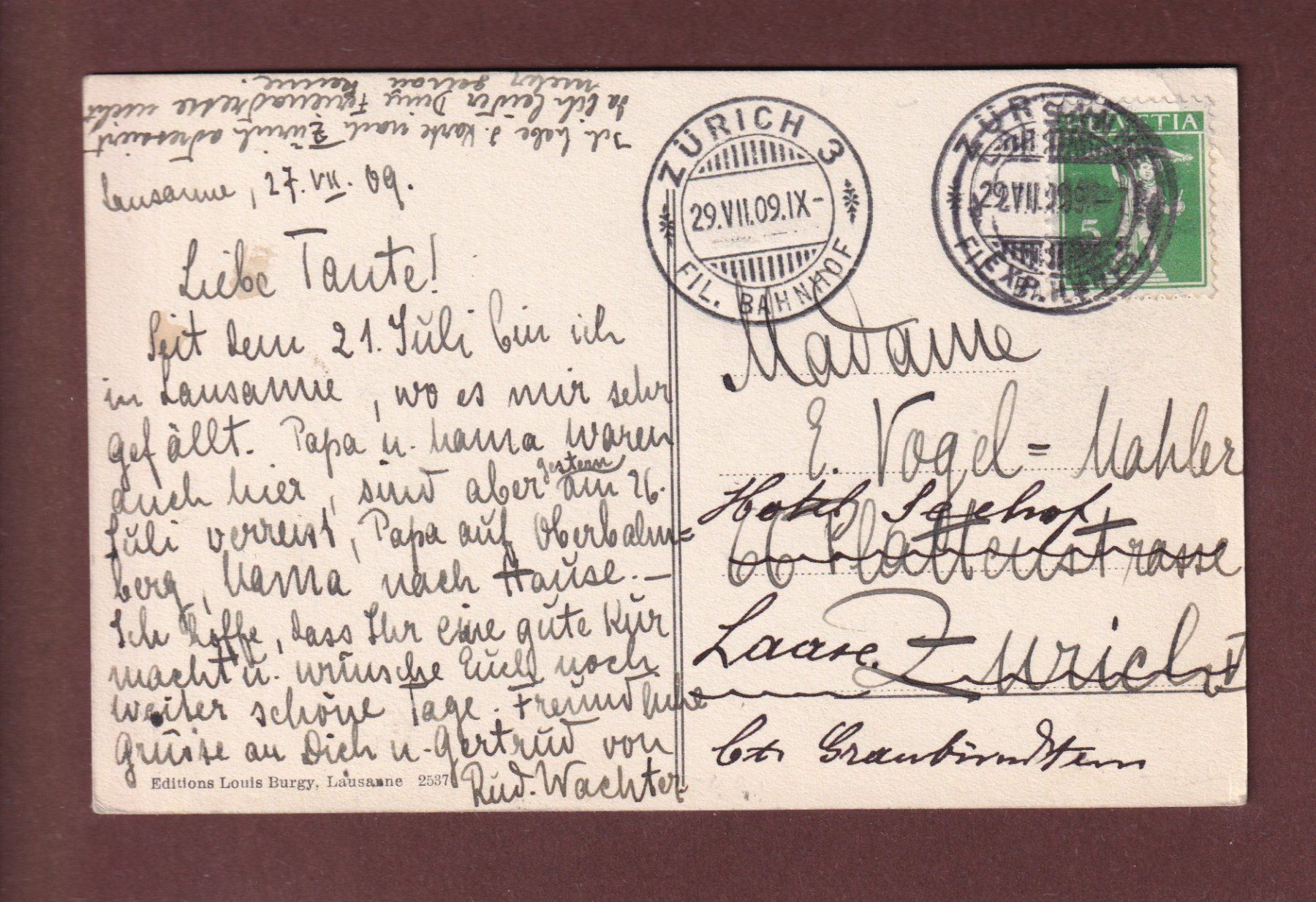 Cartes postales: LAUSANNE - La Cathédrale - 1909 – D'occasion à Pully par nicecards 1