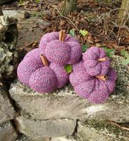 Set aus 4 handgestrickten Kürbissen Herbst Dekor