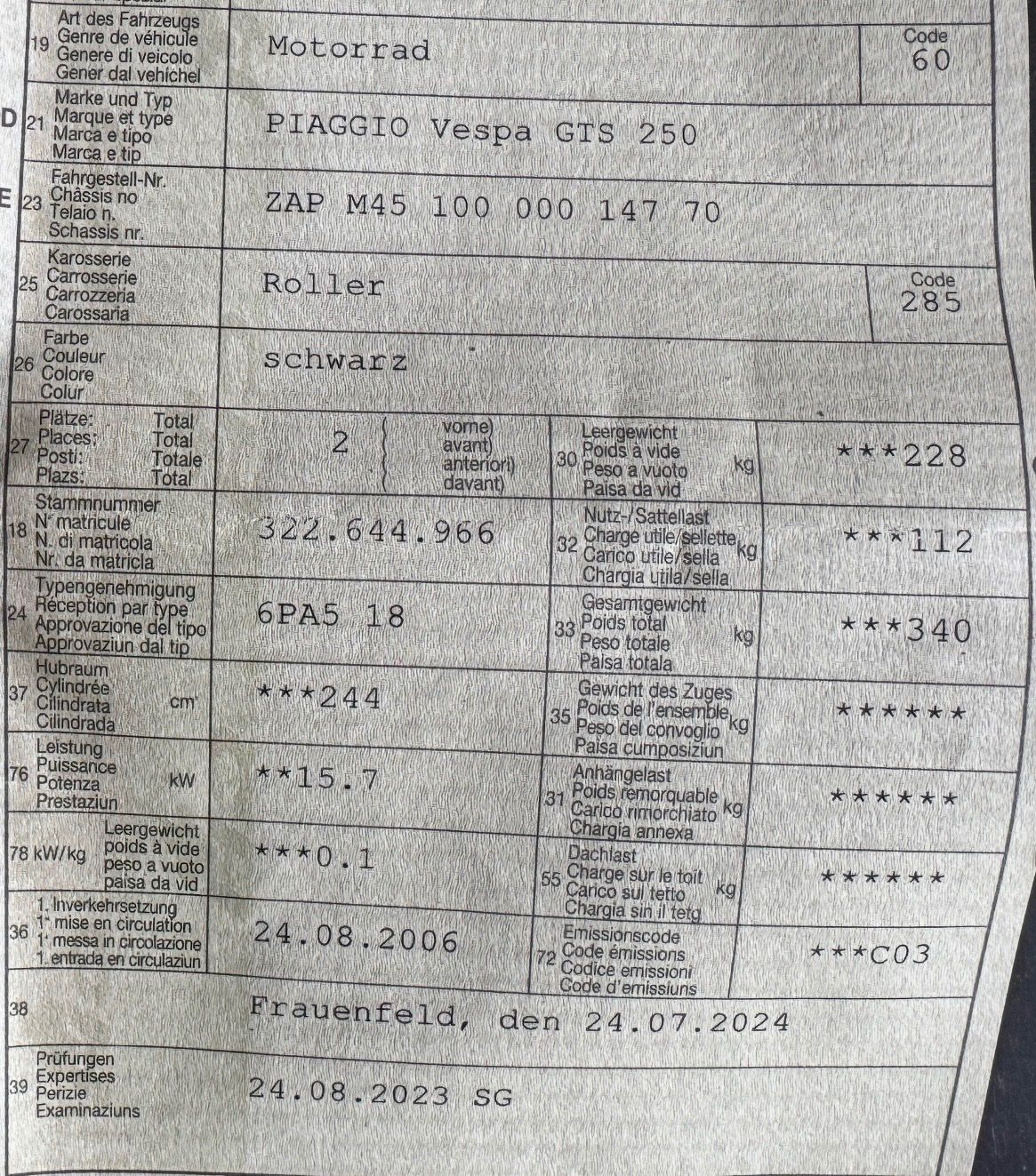 Vespa Scooters: Piaggio Vespa GTS 250 - Jg. 2006 – Gebraucht aus Frasnacht von spiro23 8