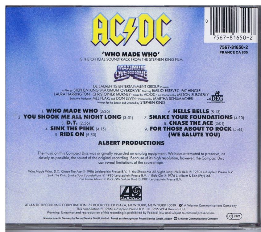 AC/DC / Who made who | Kaufen auf Ricardo