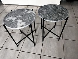 Beistelltisch Set Marmoroptik / schwarz