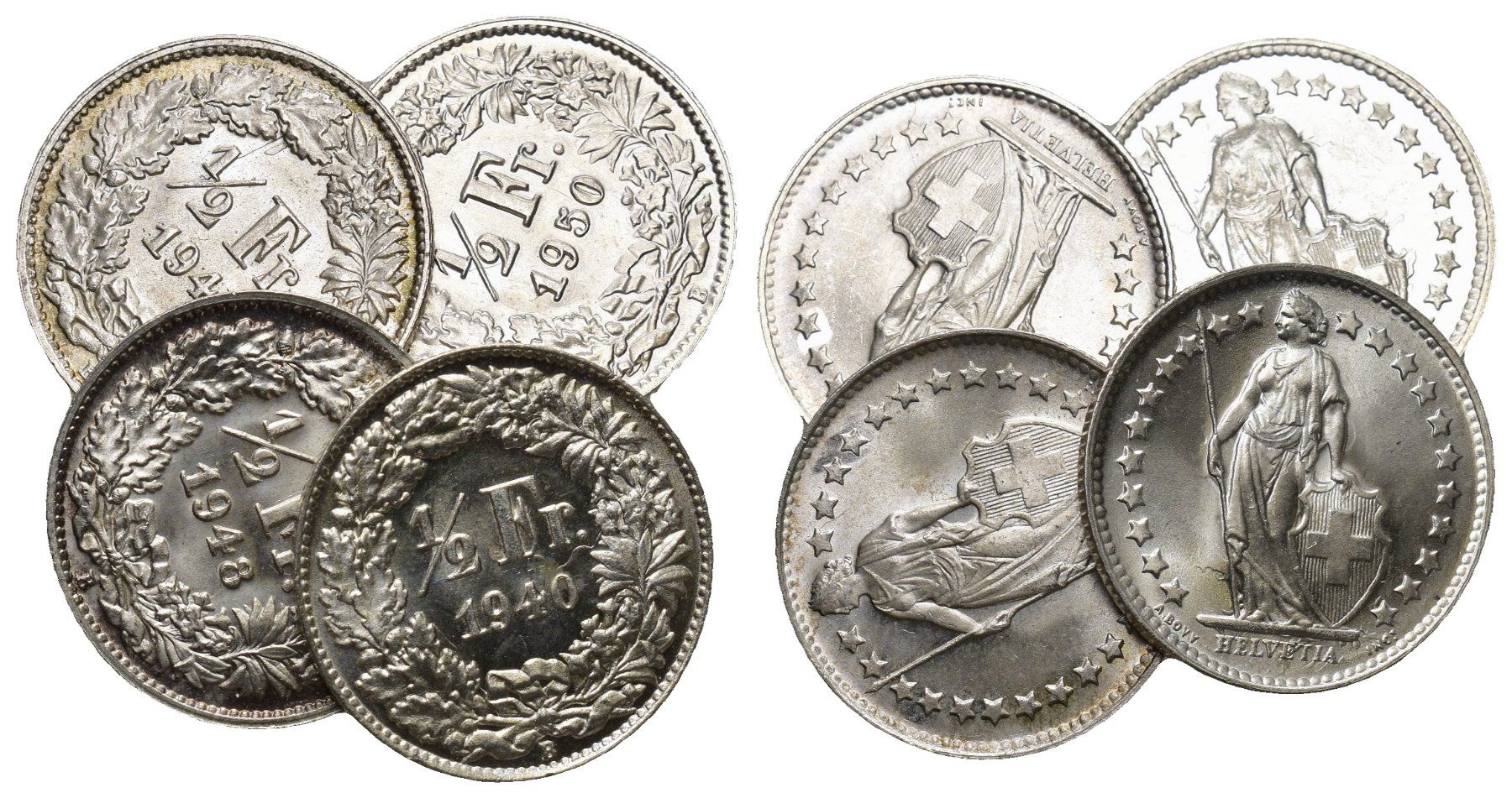 Tutti le monete: Schweiz Lot Abarten 1/2 Franken – Usato da Bern venduto da numismatictops
