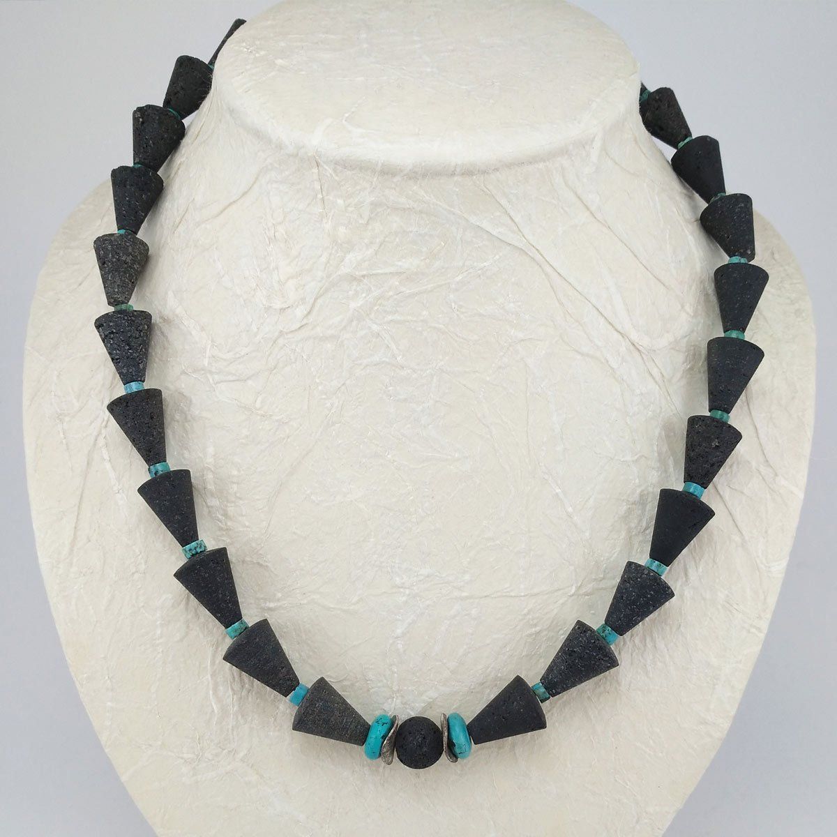 Catenine: Lava Halskette konisch mit Türkis – Nuovo e nell'imballaggio originale da Meilen venduto da Byrd-bijoux