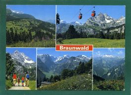 Braunwald, 1987, Mehrbilderkarte, gelaufen, Grossformat
