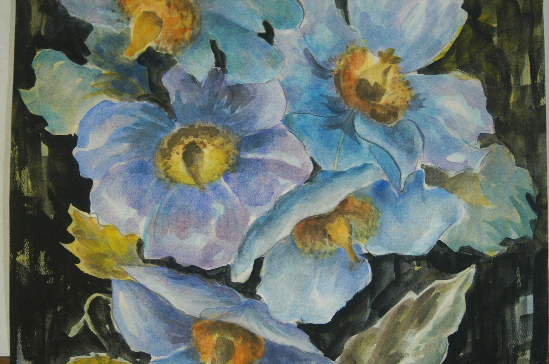 Dipinti: Blumenstilleben Aquarell 33 x 69 cm – Usato da Herisau venduto da Wisen 3