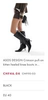 Kitten heeled knee Boots in schwarz Gr. EU40