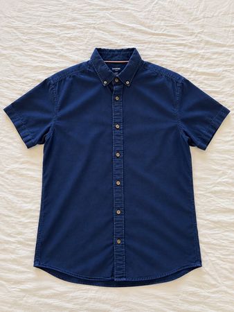Herren Kurzarmhemd Dunkelblau | Button-Down