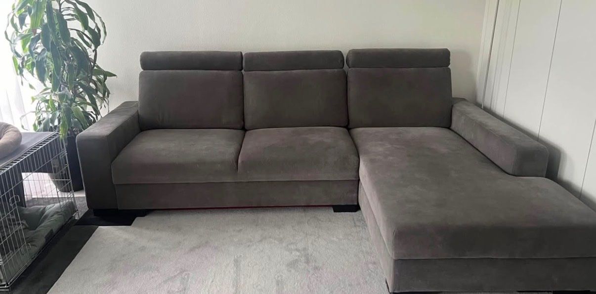Sofas: 3er-Bettsofa mit Récamiere, rechts/Tallmyra mittelgrau – Gebraucht aus Wohlen AG von kurt.jazzmane