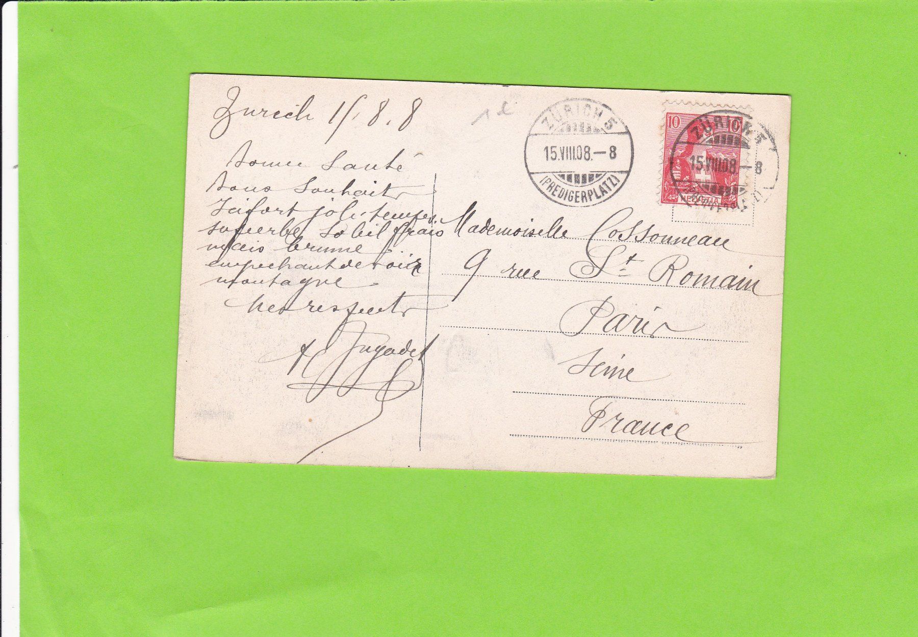 Cartoline postali: Zürich-Tonhalle--1908 – Usato da St. Peterzell venduto da neckertal 1