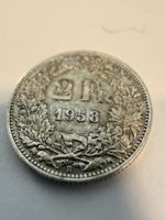 Schweiz 2 Franken 1958 – Original Silbermünze – Helvetia