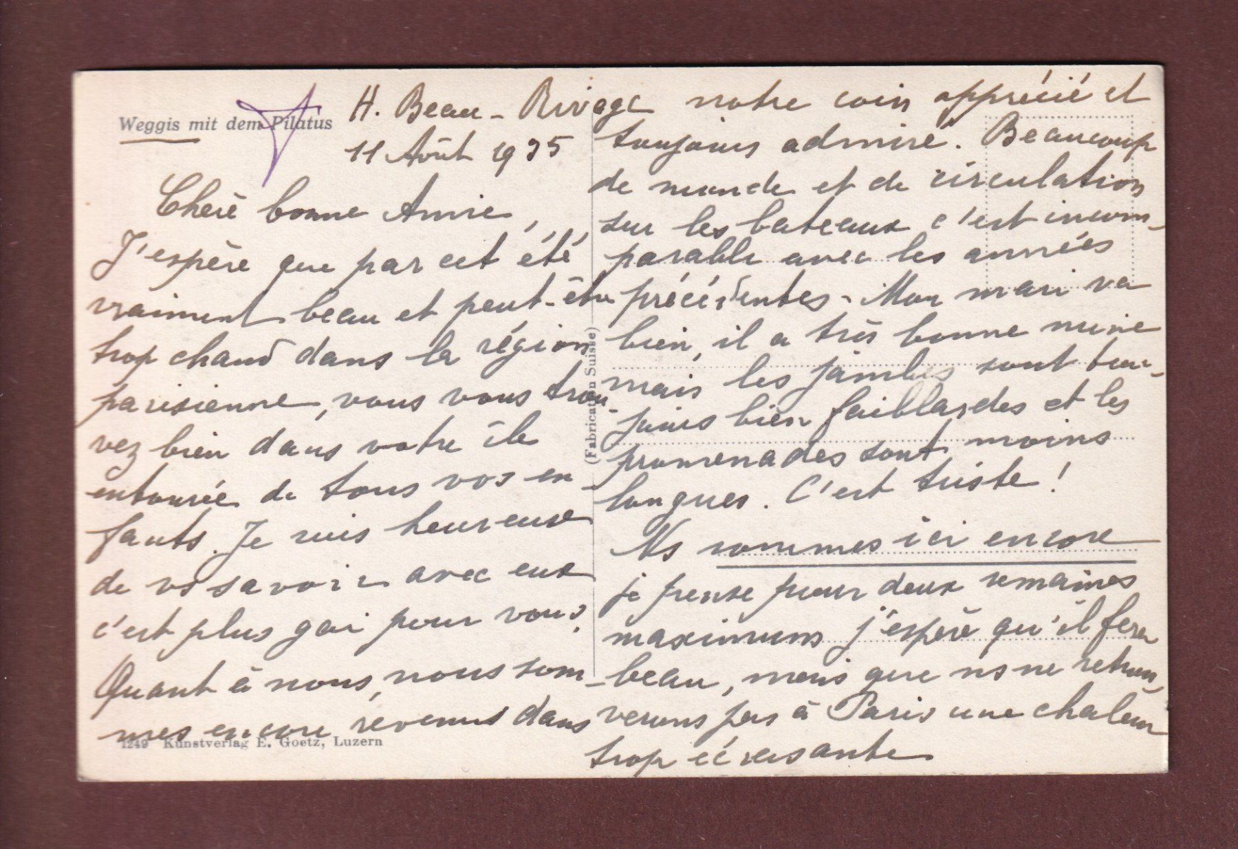 Cartoline postali: WEGGIS - Quai - Schiff - 1935 – Usato da Pully venduto da nicecards-shop 1