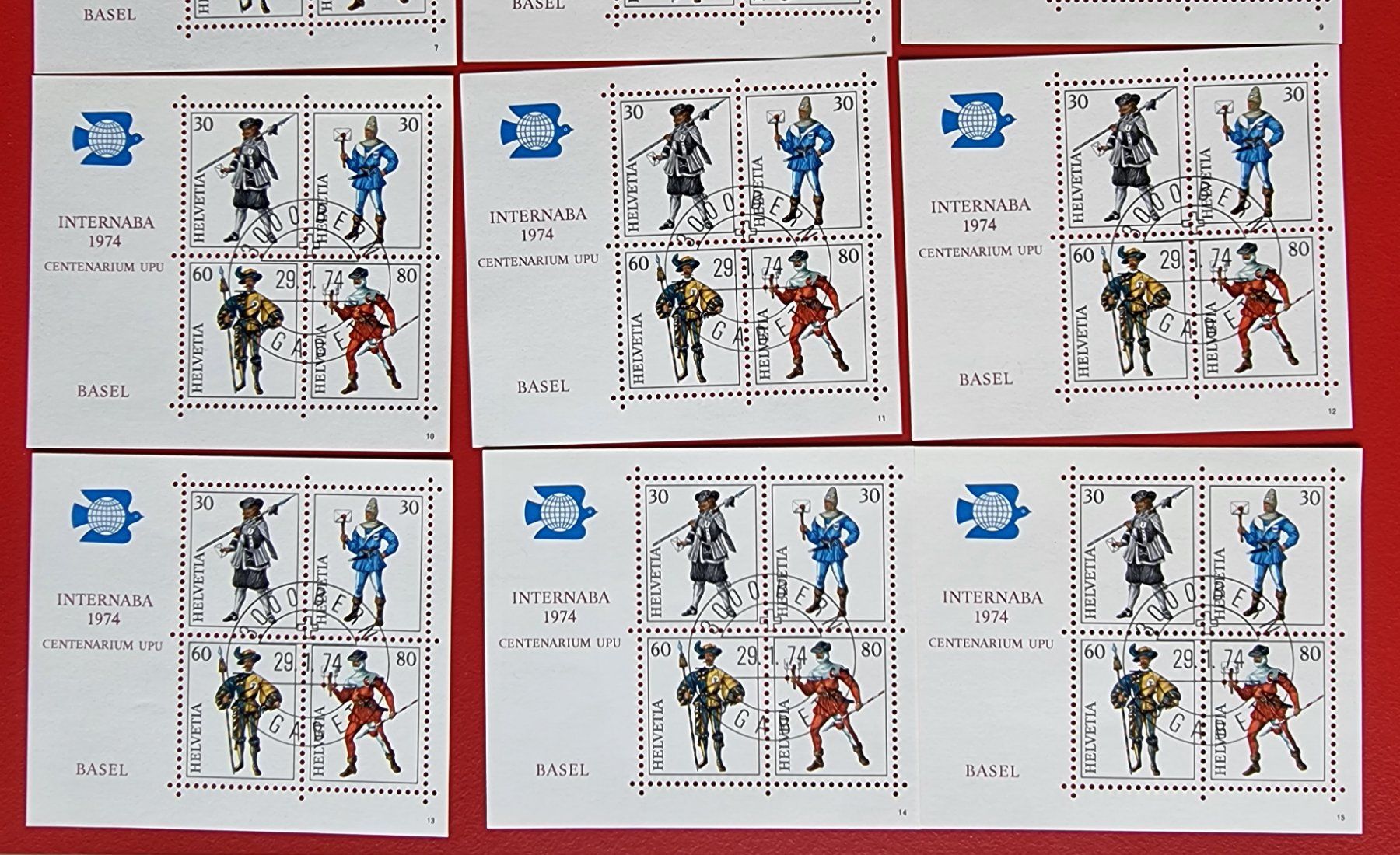 Tutti i francobolli: INTRNABA BASEL BLOCK 50 SAMMLUNG BLOCKNUMMER 1-15 ET 1974 – Nuovo (secondo la descrizione) da Düdingen venduto da Quartierstrasse 2