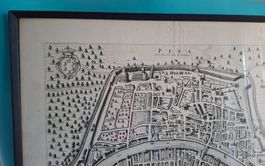 Antiche Stadtkarte von Pisa, Stich gerahmt, Top! Rarität!