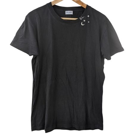 Yves Saint Laurent Paris Black T-Shirt with Stars Moon S