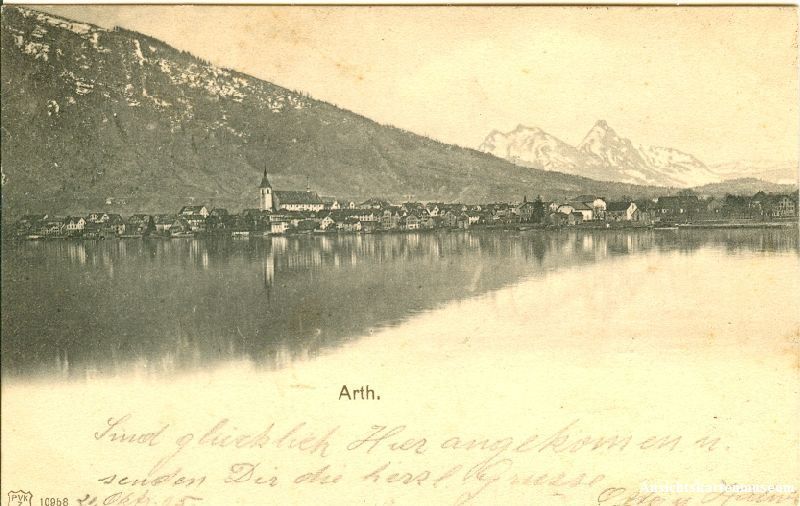 Cartoline postali: Arth - vom See her + 1905 – Usato da Emmenbrücke venduto da teestube