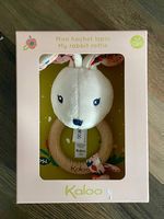 Hochet bébé en bois et peluche, lapin NEUF