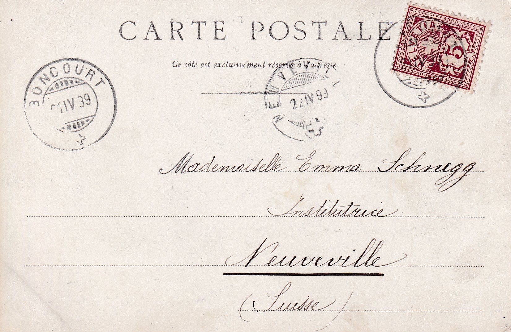 Cartoline postali: Beaucourt   JU   -   Quartier du Temple      en 1899 – Usato da Brig venduto da Valcards54 1