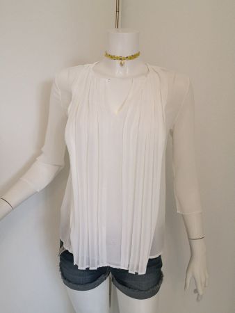 🤩MANGO PLISSEE BLUSE ECRU DURCHSICHTIG NEU & D&G P.