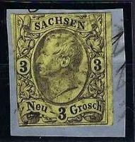 Altdeutschland 1855 Sachsen au Papier 3 Neu-Groschen gest.