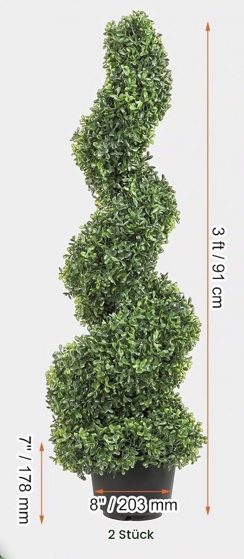 Piante & sementi: 2 STK. Künstlicher Buchsbaum Turm Formschnitt Spirale Kunst – Nuovo e nell'imballaggio originale da Strengelbach venduto da retourenjaeger 1