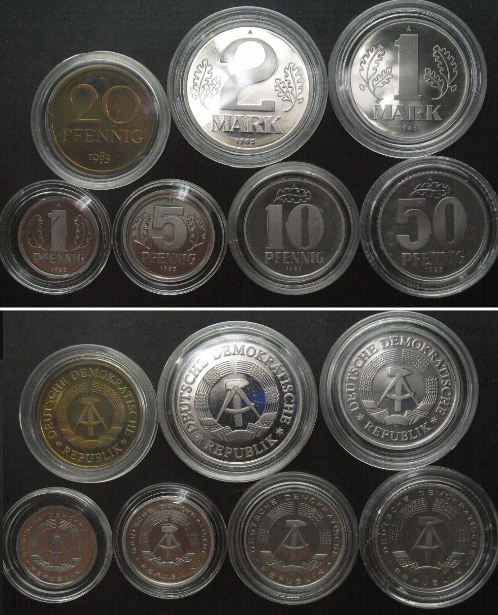 Tutti le monete: DDR KMS 1983 POLIERTE PLATTE lose, 7 Werte PP – Usato da Riehen venduto da sesambestcoins2004