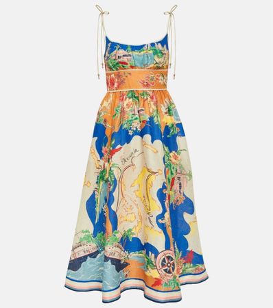 Zimmermann Popular Print Linen Midi Dress