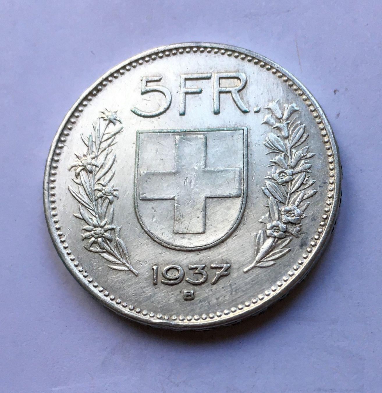 Tutti le monete: 1937 5 Franken vz – Usato da Kirchberg SG venduto da Helveticus00