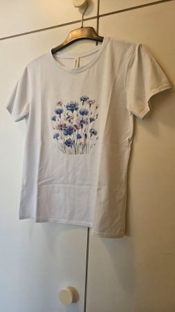 T-shirt bianca misto cotone tg.M fiori