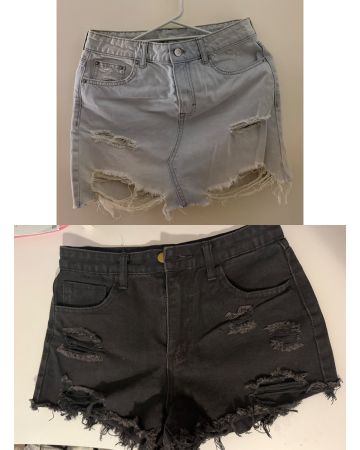 Jupe en jean H&M + short noir taille 34