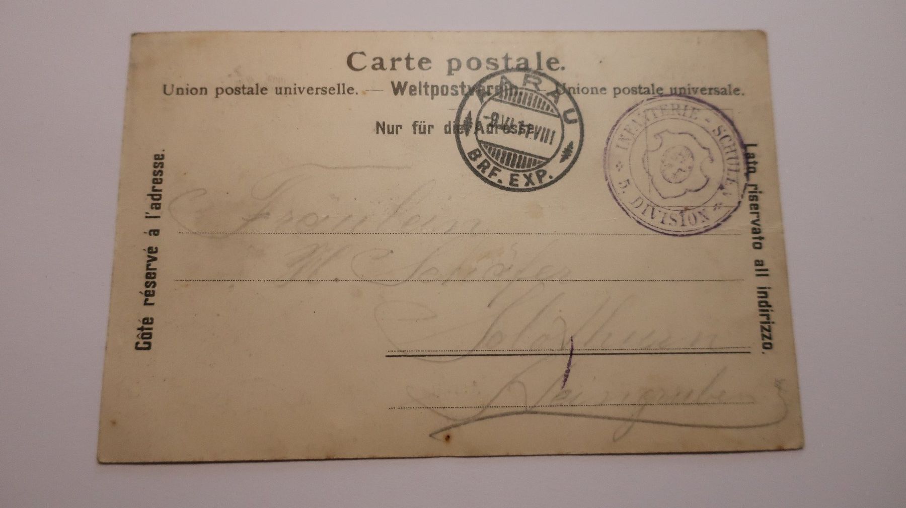 Ansichtskarten: Aarau 1911 – Gebraucht aus Cormoret von Pascalll2001 4