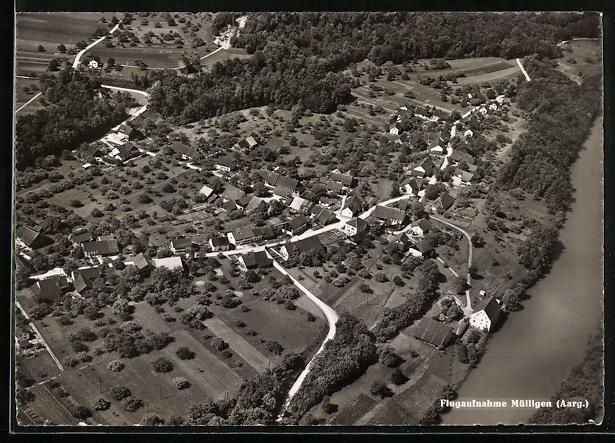 Cartes postales: Mülligen /Aarg., Ortsansicht, Fliegerau – D'occasion à Berlin par bartko-reher