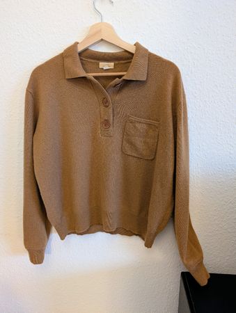 J.Crew Sweater 100% Cashmere Polo Brown Size M